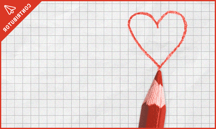 Illustration of a red pencil drawing a heart